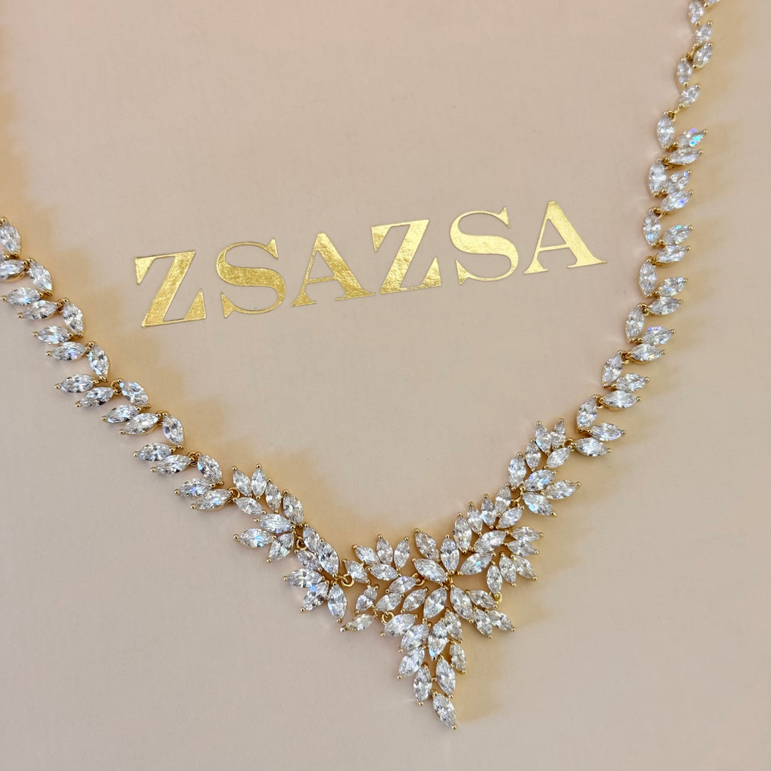 Marquise zircone gold plated set