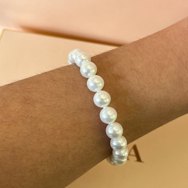 White Mallorca pearls gold plated bracelet