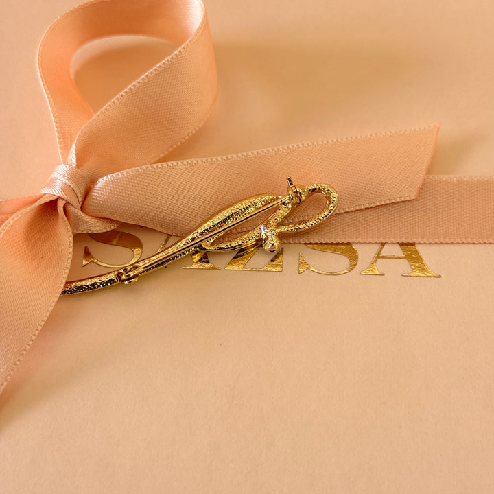 Dainty rhinestones gold plated brooch