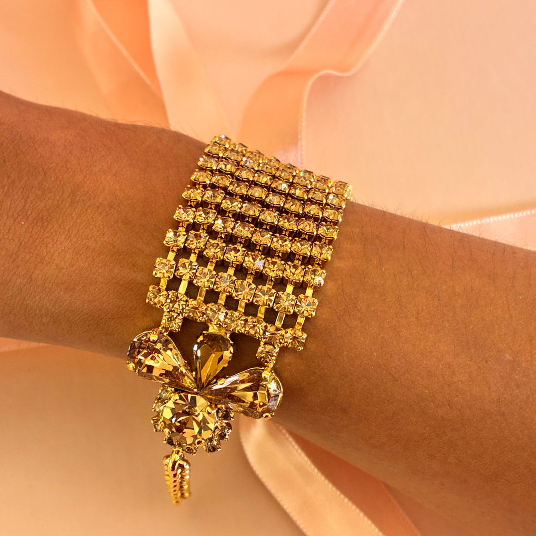 Marquise 8 rows bronze Swarovski crystals bracelet