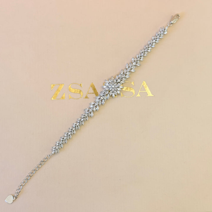 Flower marquise zircone silver bracelet