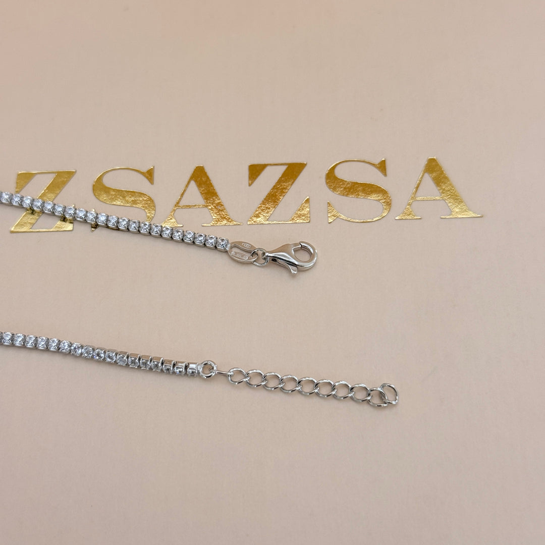 Oval dainty zircone sterling silver bracelet