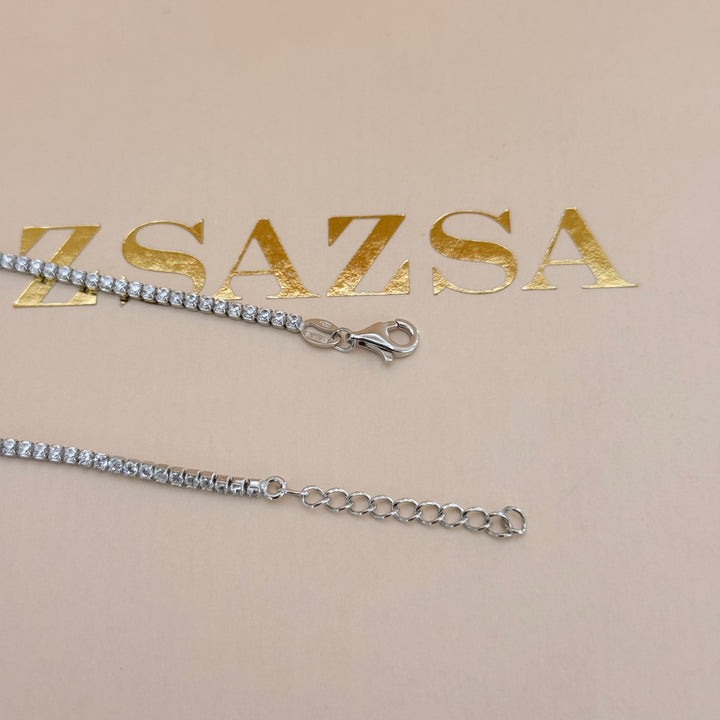 Oval dainty zircone sterling silver bracelet