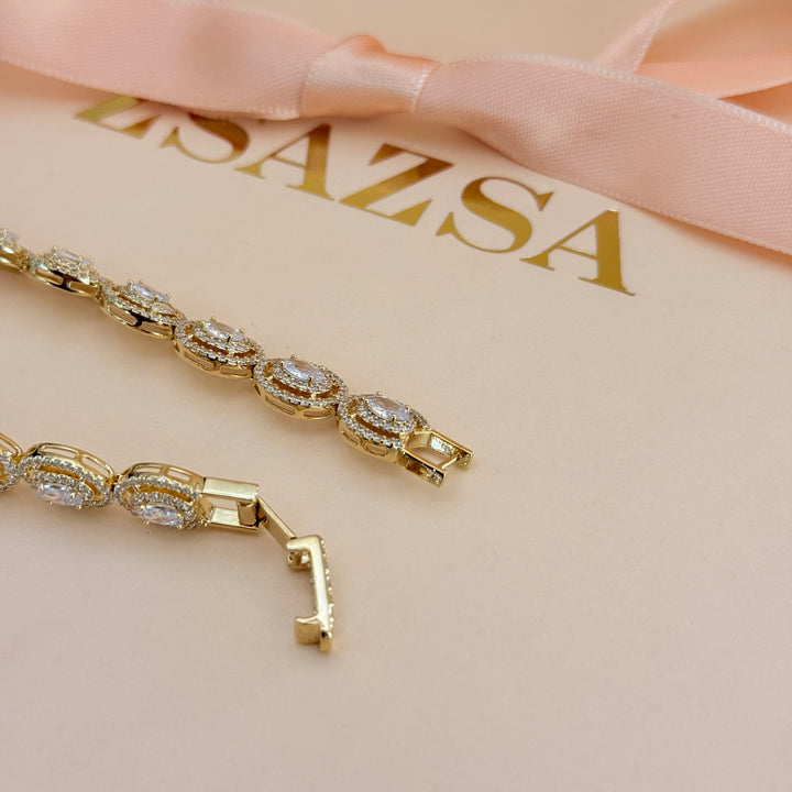 Zircone oval gold plated bracelet