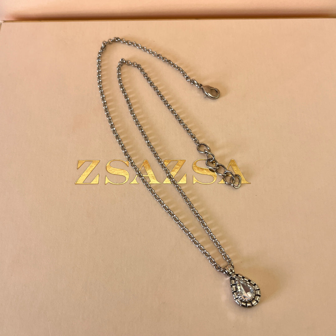 Swarovski crystals teardrop grey gold plated pendant