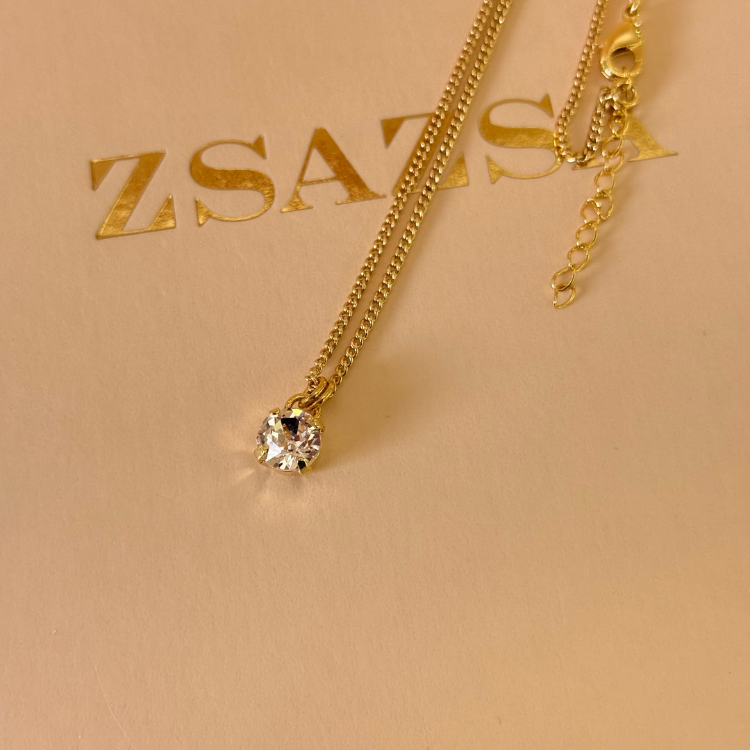 Light pink solitaire Swarovski crystals gold plated set