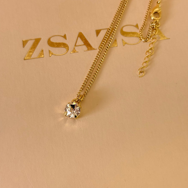 Light pink solitaire Swarovski crystals gold plated set