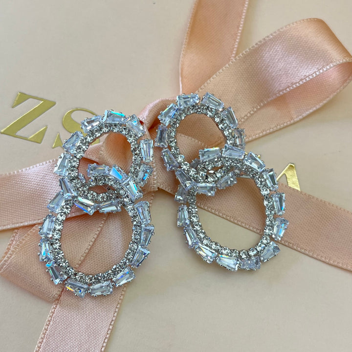Silver zircone baguette earrings