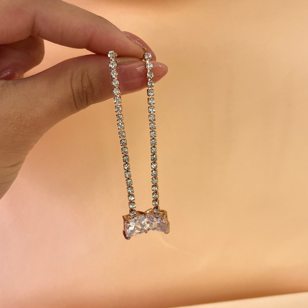 Square zircone rose gold plated earrings