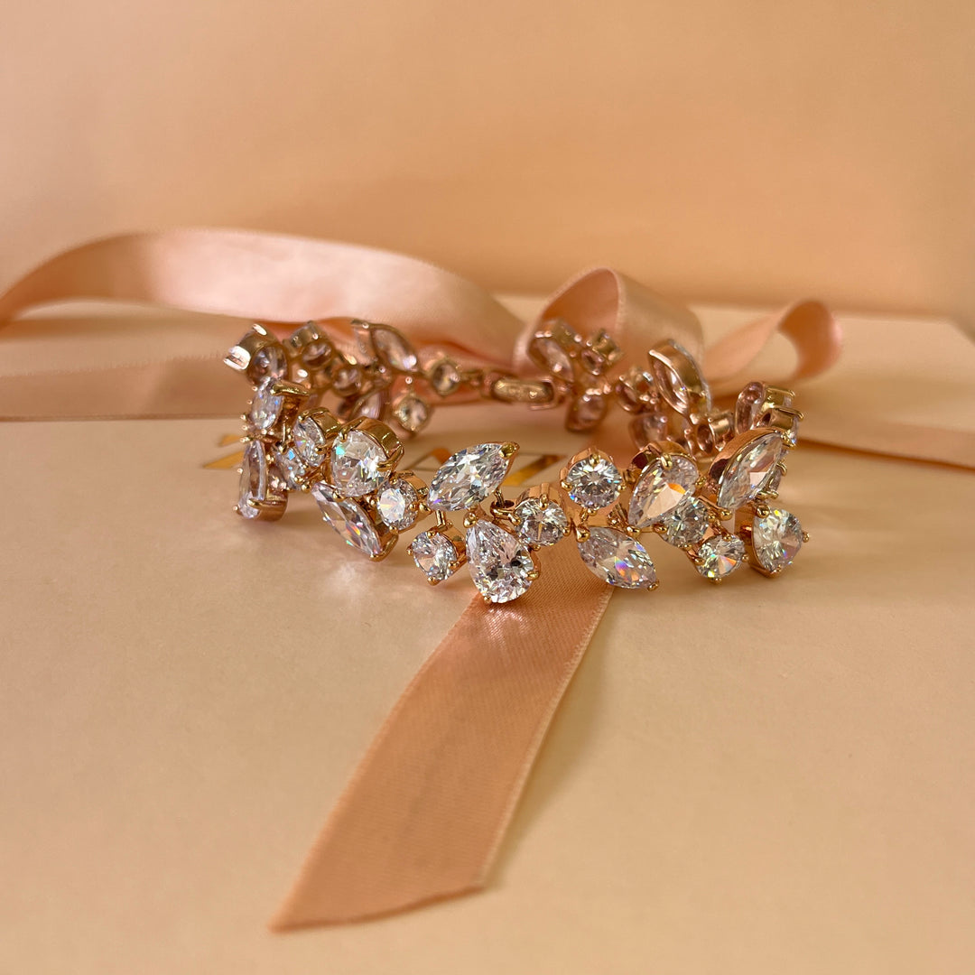 Mixed zircone shapes rose gold plated bracelet