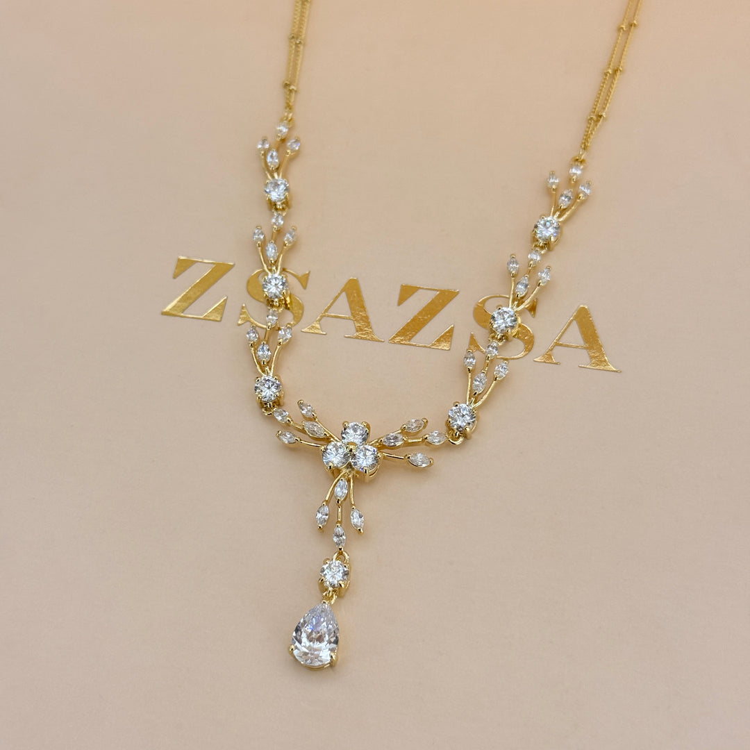 Teardrop zircone gold plated set