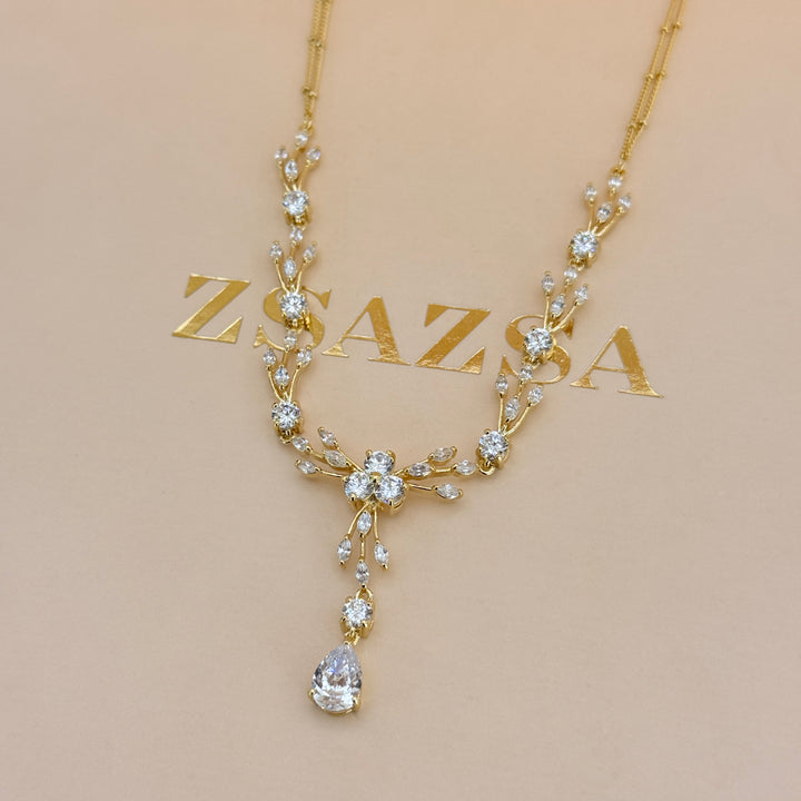 Teardrop zircone gold plated set