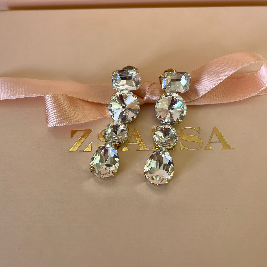 Swarovski crystals mix of shapes  gold plated earrings and bracelet