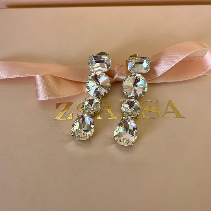 Swarovski crystals mix of shapes  gold plated earrings and bracelet
