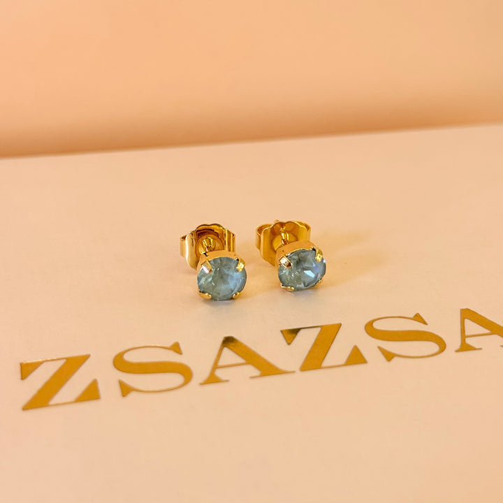 Mint solitaire gold plated Swarovski crystals set