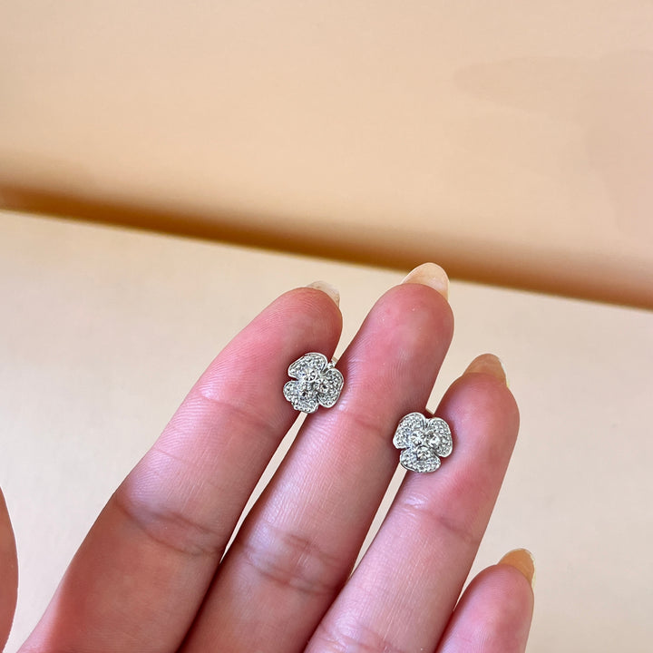 Swarovski crystals roses white gold plated set
