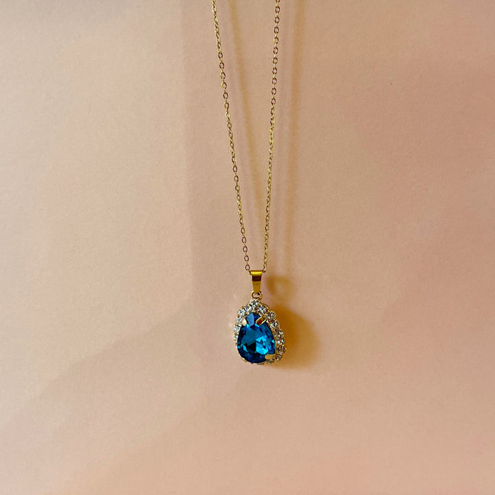 Turquoise teardrop preciosa crystals pendant