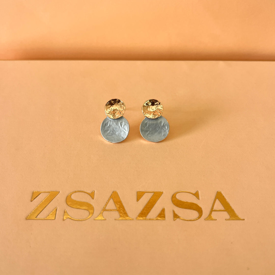 Enamel light blue studs earrings
