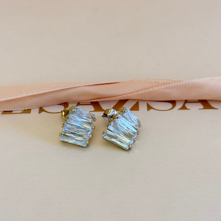 Baguette zircone gold plated earrings