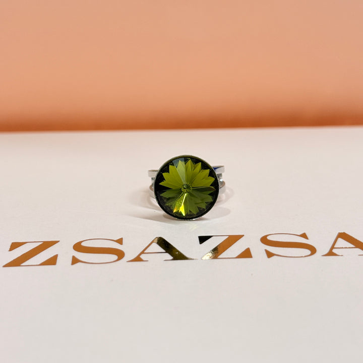Olive green Swarovski crystals silver set