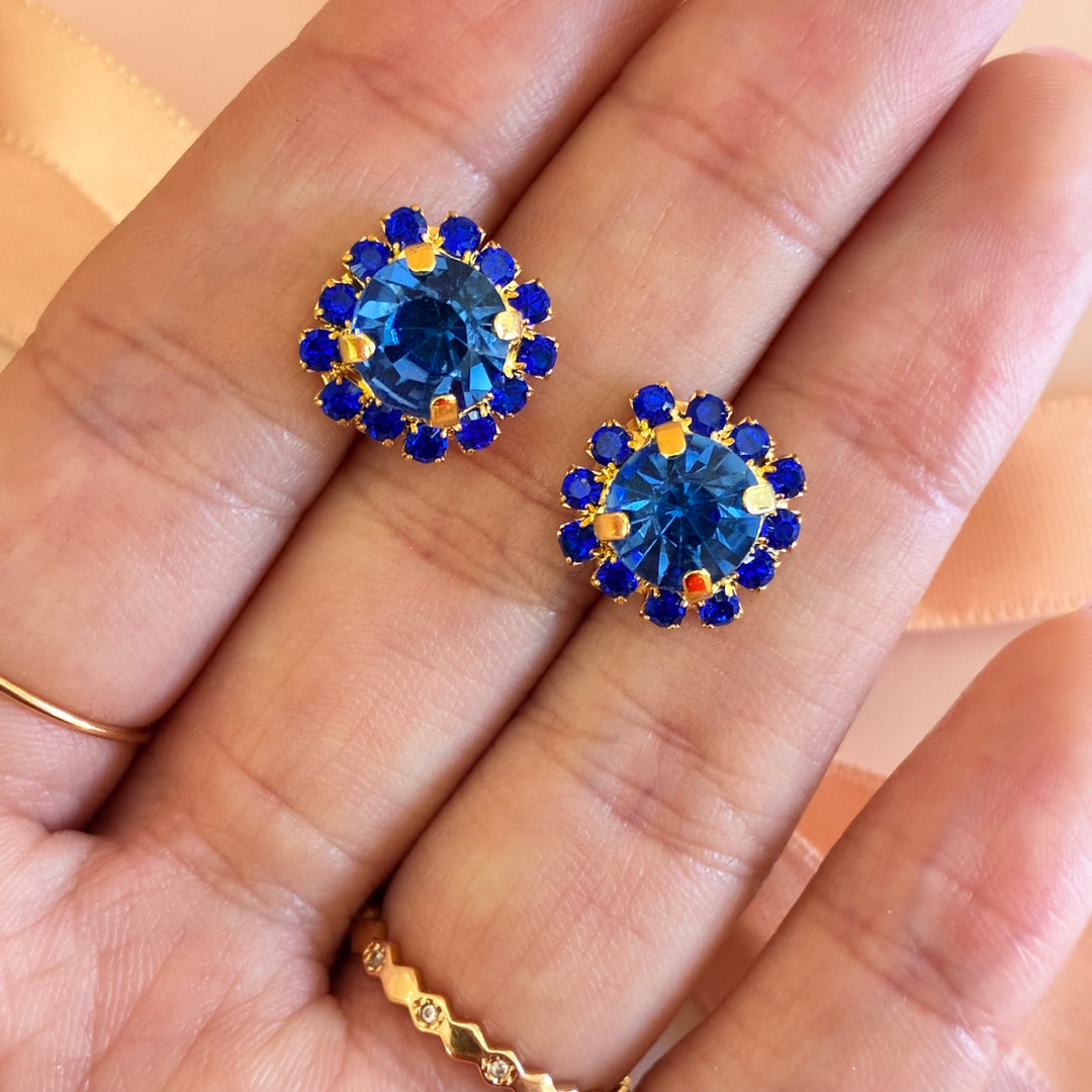 Royal blue Swarovski gold plated studs