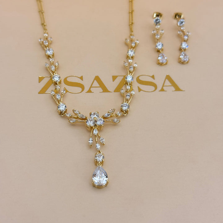 Teardrop zircone gold plated set