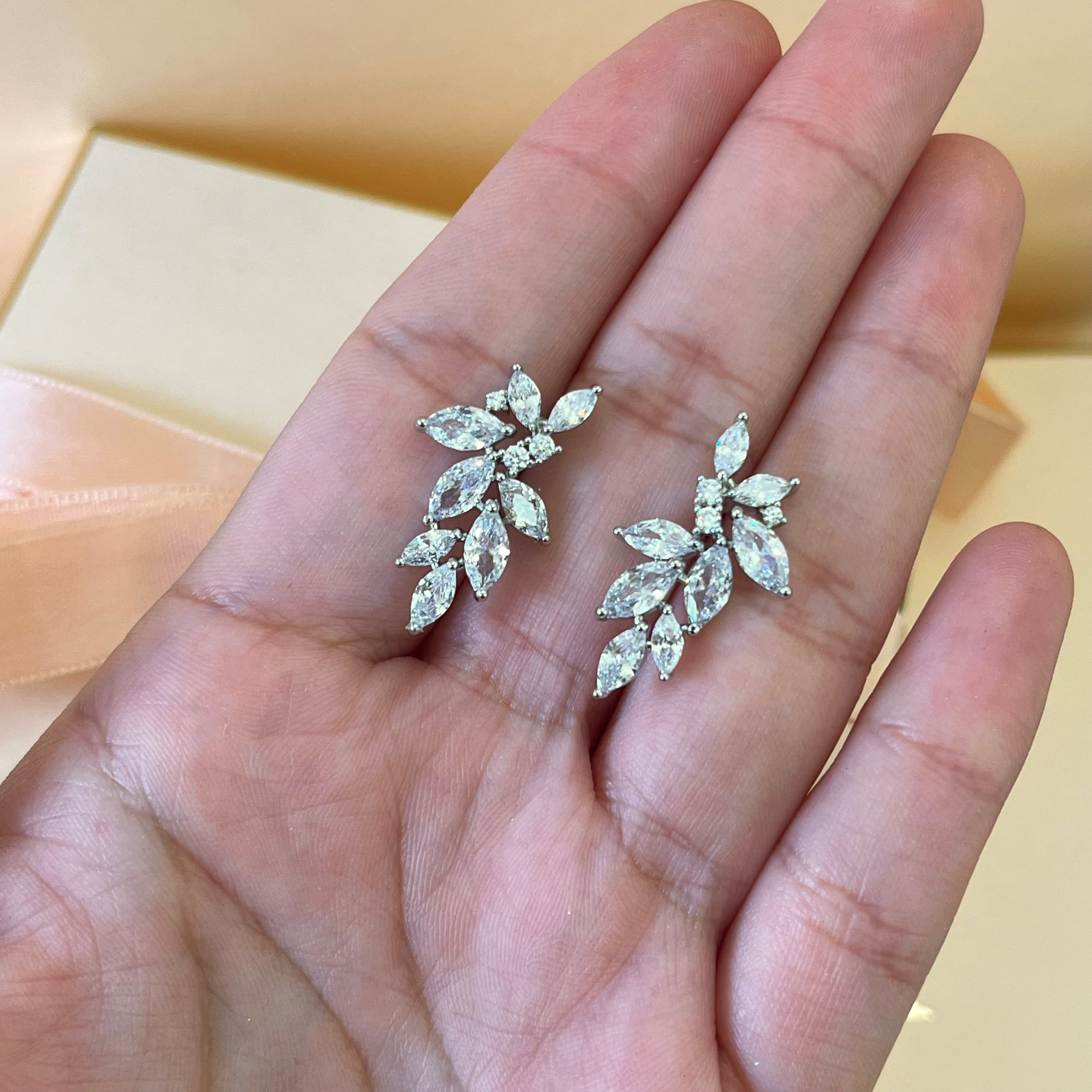 Silver zircone marquise studs