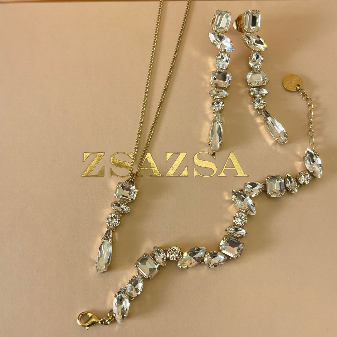Swarovski crystals mix of shapes gold plated set
