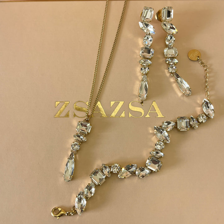 Swarovski crystals mix of shapes gold plated set