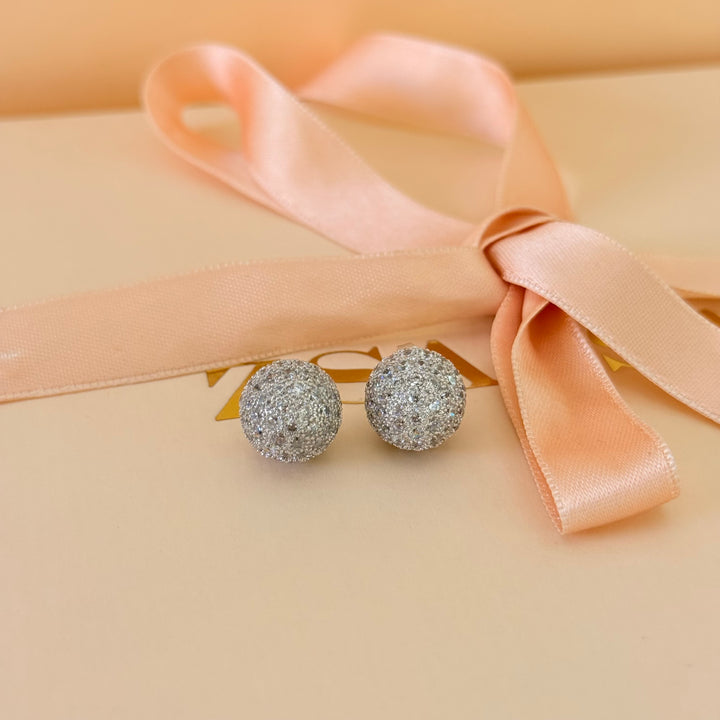 Ball zircone silver earrings