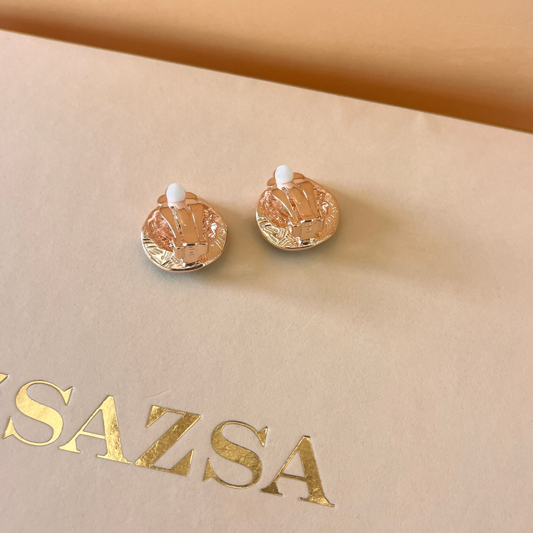 Enamel turquoise and lime green rose gold plated clip on earrings