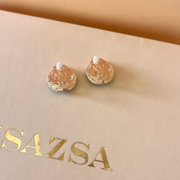 Enamel turquoise and lime green rose gold plated clip on earrings