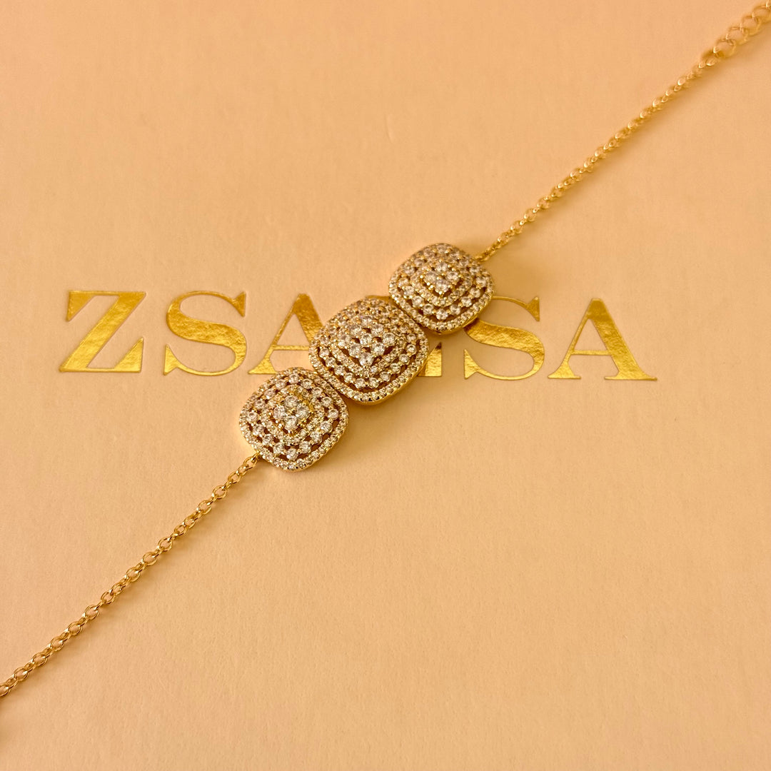 Squares zircone gold plated set