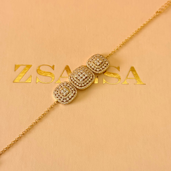 Squares zircone gold plated set