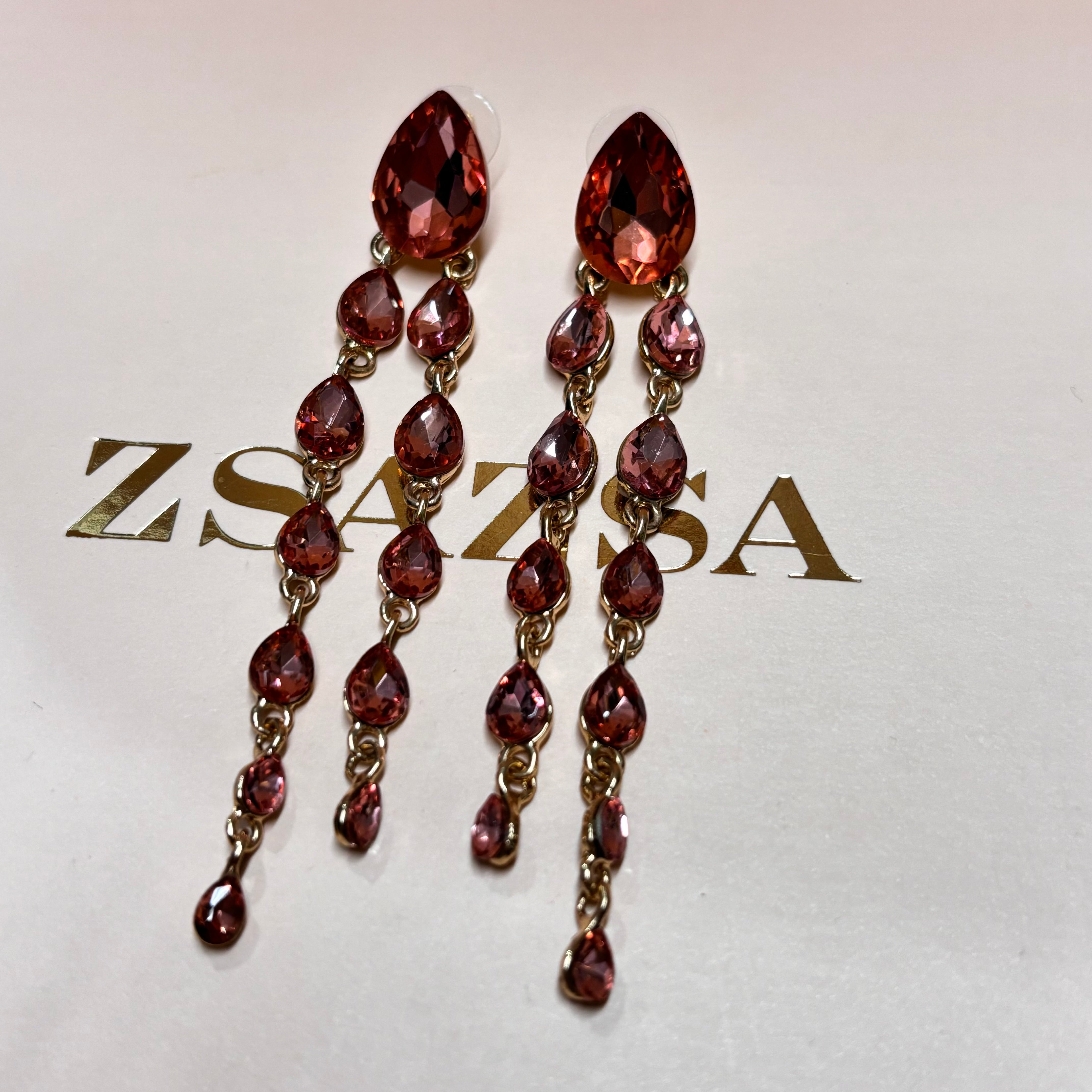 Long teardrop peach earrings