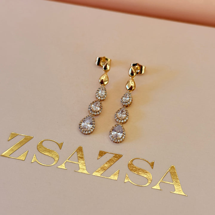 Teardrop zircone gold plated set