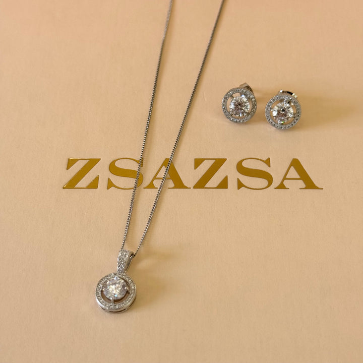 Round zircone silver set