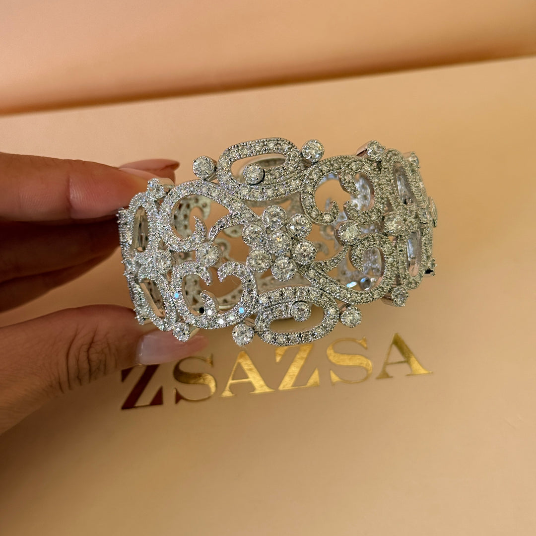 Big zircone silver bangle