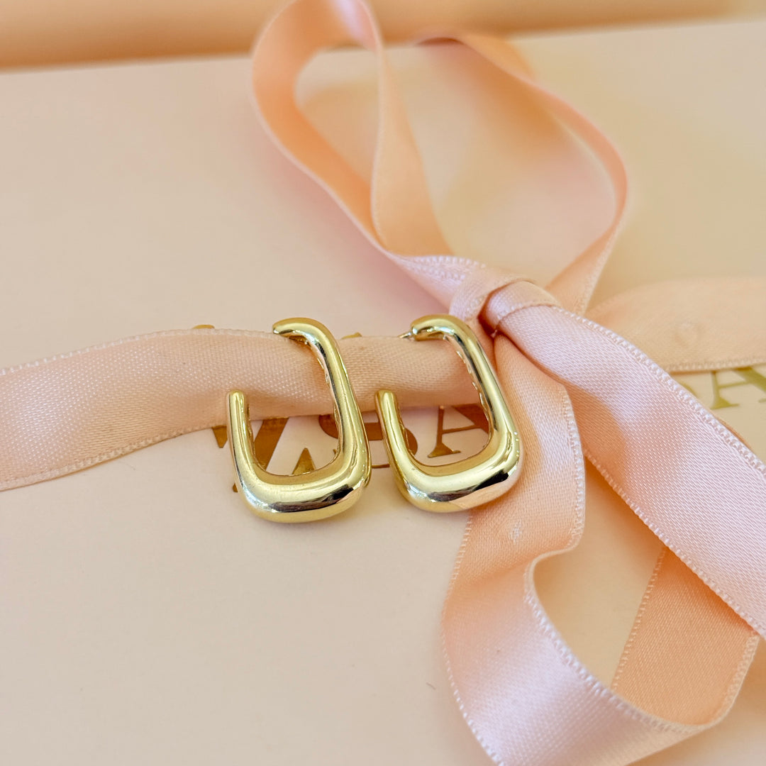 Rectangular sterling silver gold plated earrings