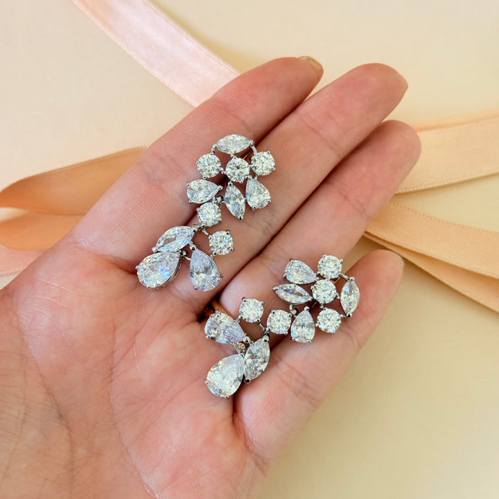 Mixed shapes zircone silver earrings