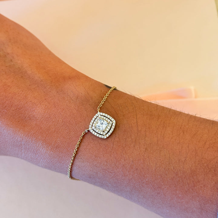 Zircone square in the middle gold plated bracelet