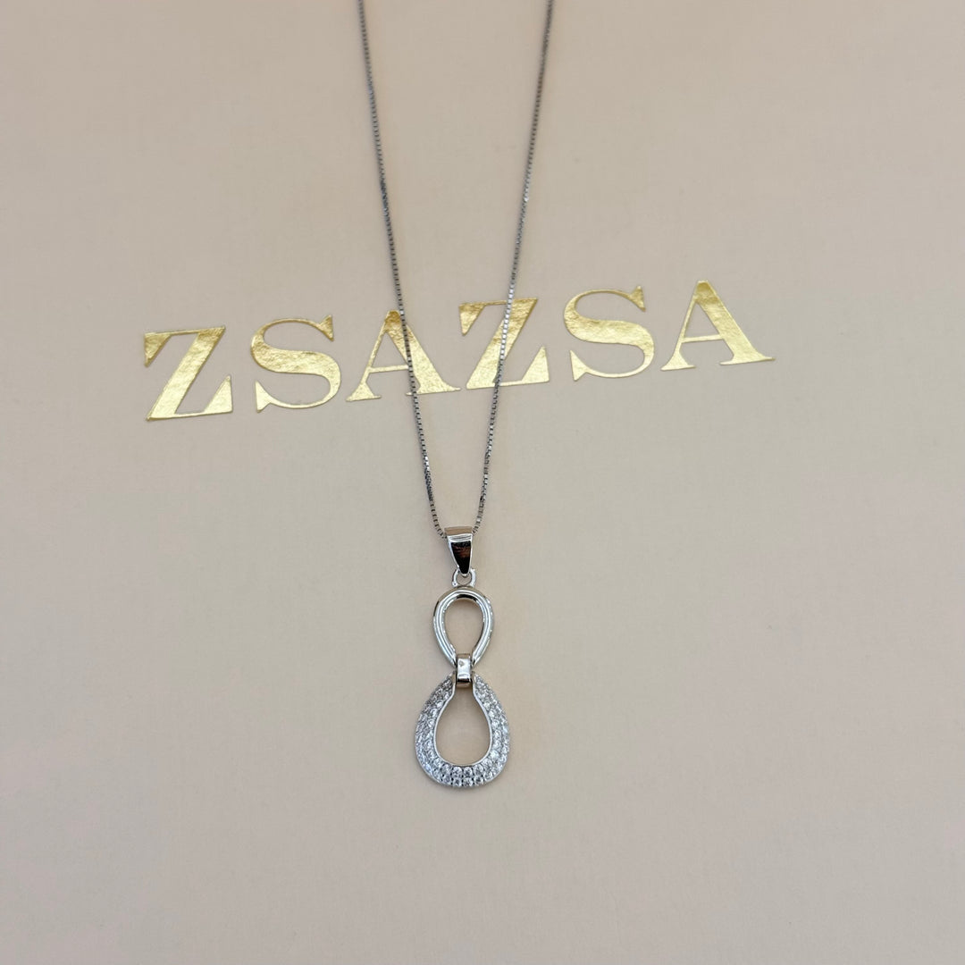 Hollow teardrop zircone sterling silver set