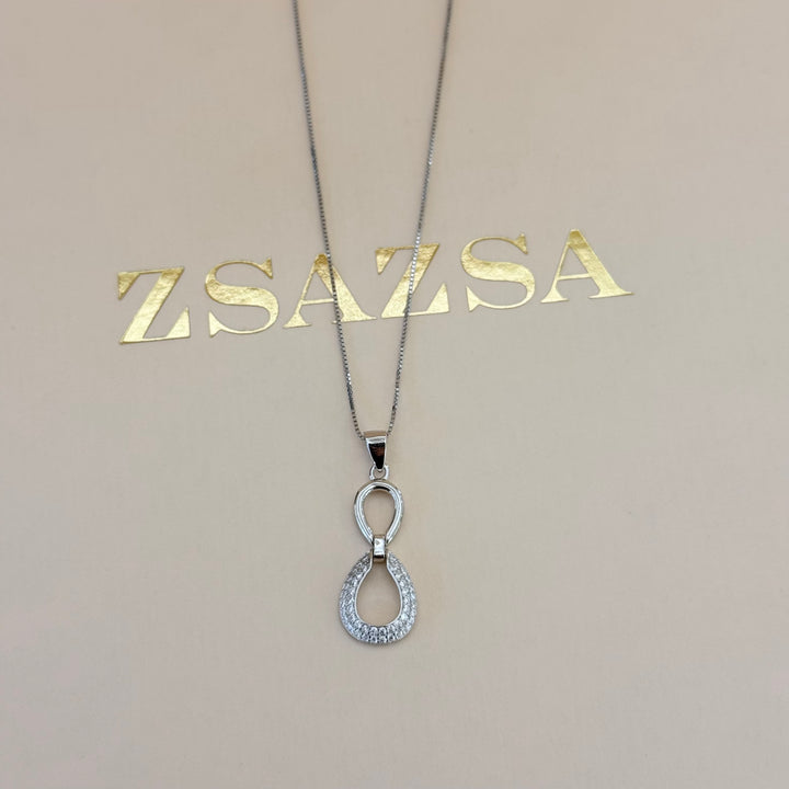 Hollow teardrop zircone sterling silver set