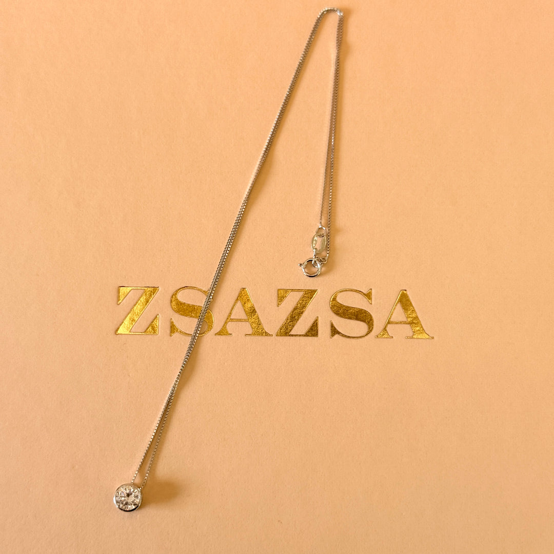 Large solitaire zircone sterling silver pendant