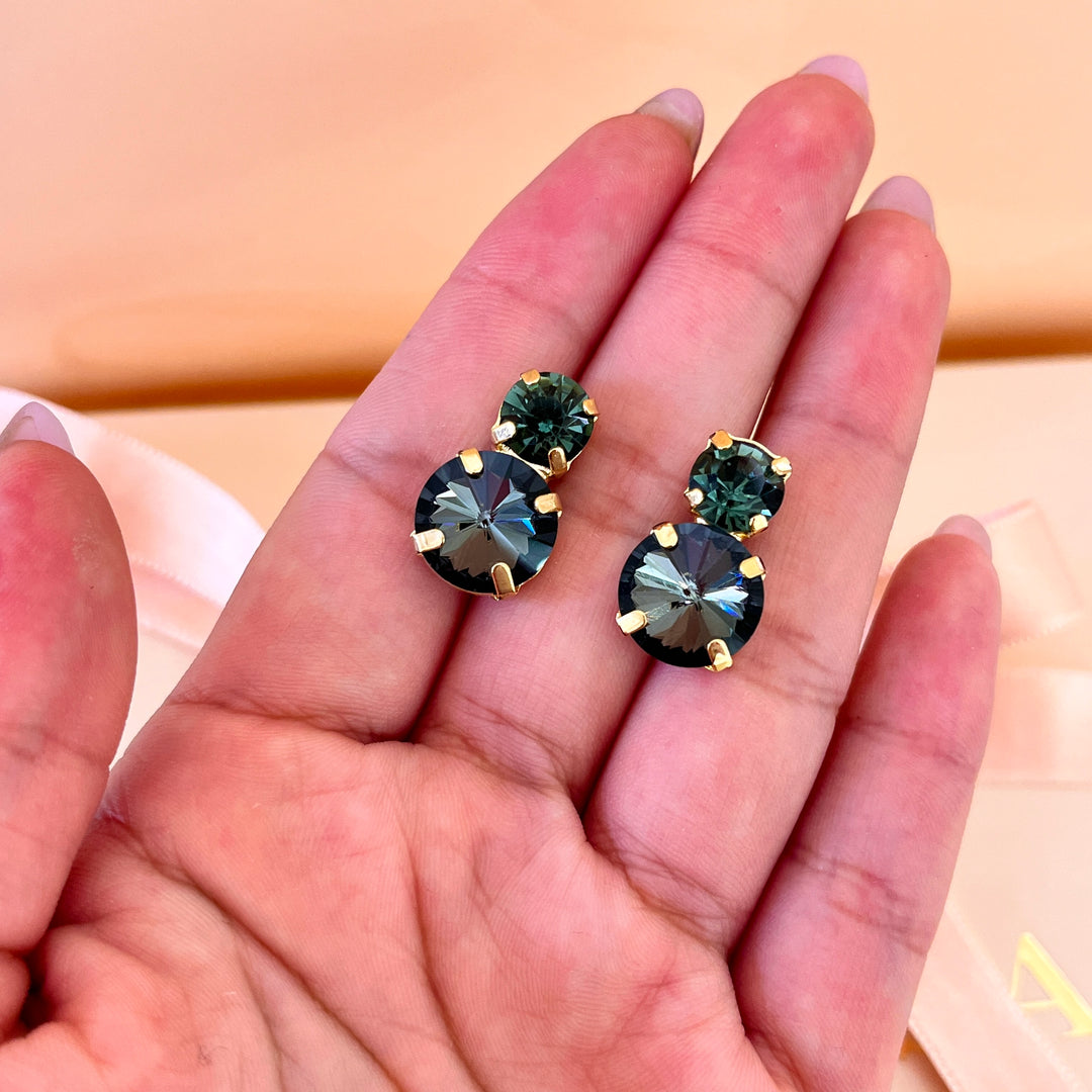 Grey double preciosa crystals studs
