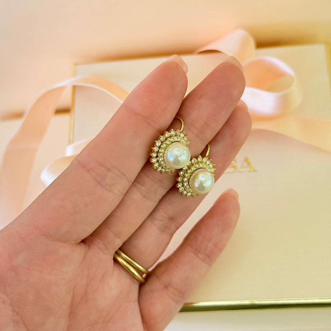 Swarovski crystals & pearls gold plated hook