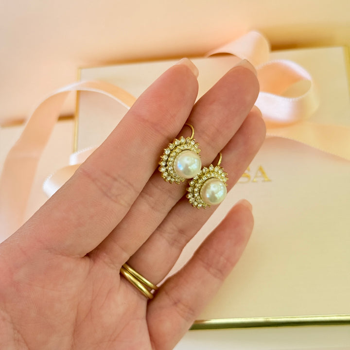 Swarovski crystals & pearls gold plated hook