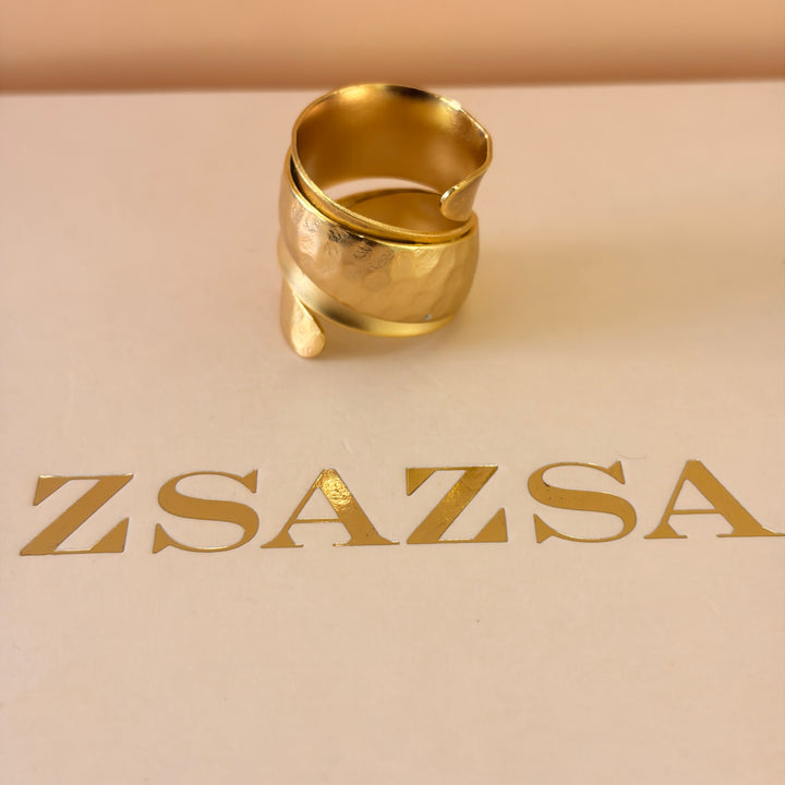 Handmade Wide Layered Ribbon Gold Ring | Gold Plated | ZsaZsa