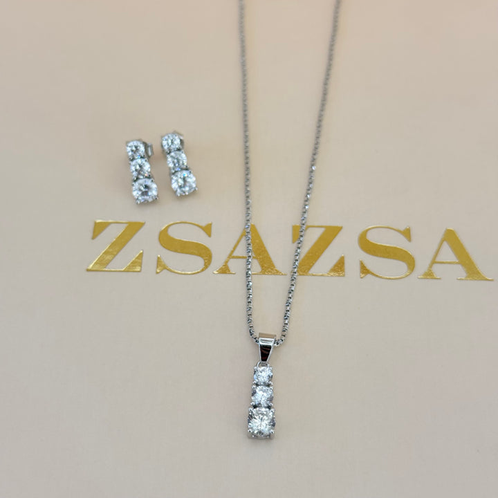 Trilogy zircone sterling silver set