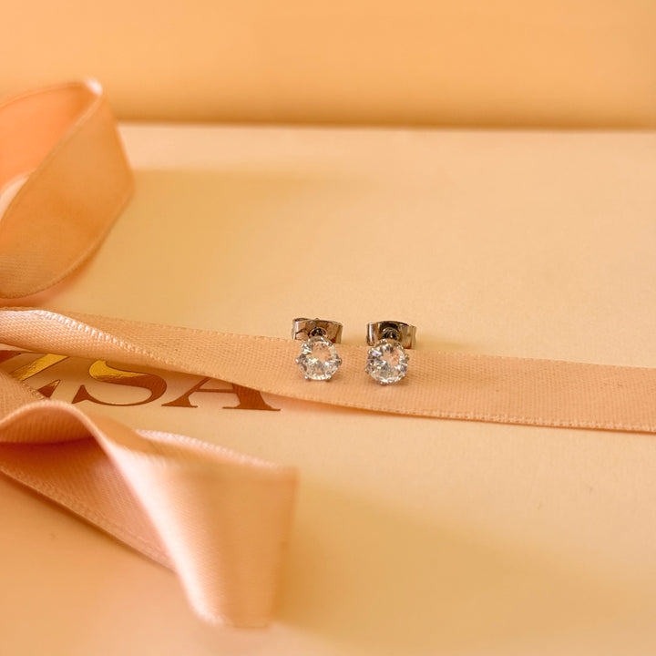 Small dainty zircone silver studs
